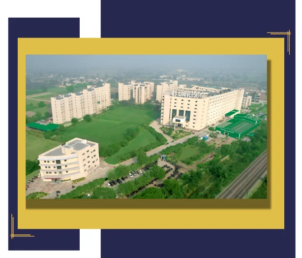 Women in white coats and goggles looking at test tubes - Top Private University in Meerut, UP